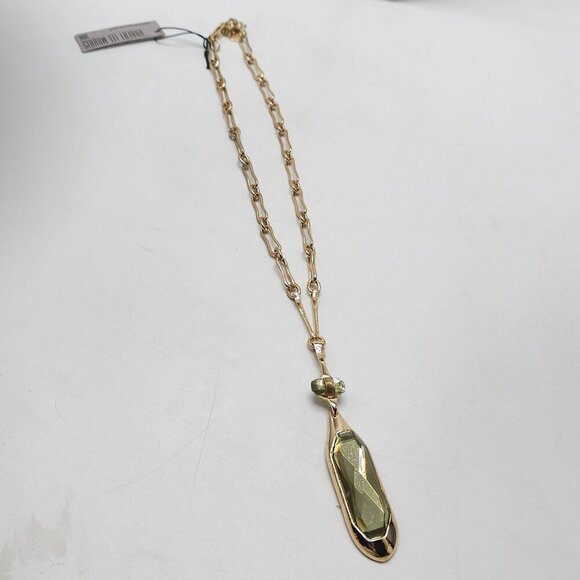 Robert Lee Morris RLM Gold Plated Necklace Faceted Glass Pendant Chain Link - Picture 3 of 9